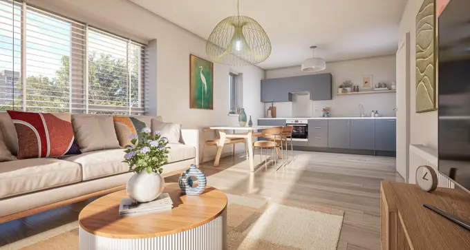 2 Bedroom Apt Open Plan Living Area