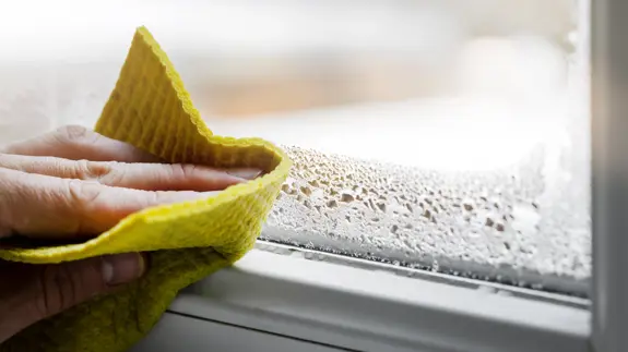 Hand Wiping Condensation From Window